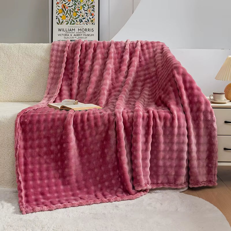 Luxury 100% Polyester Faux Rabbit Fur Blanket Cozy Warm Thicken Flannel Fleece Mink Knitted Cover for Winter King Character