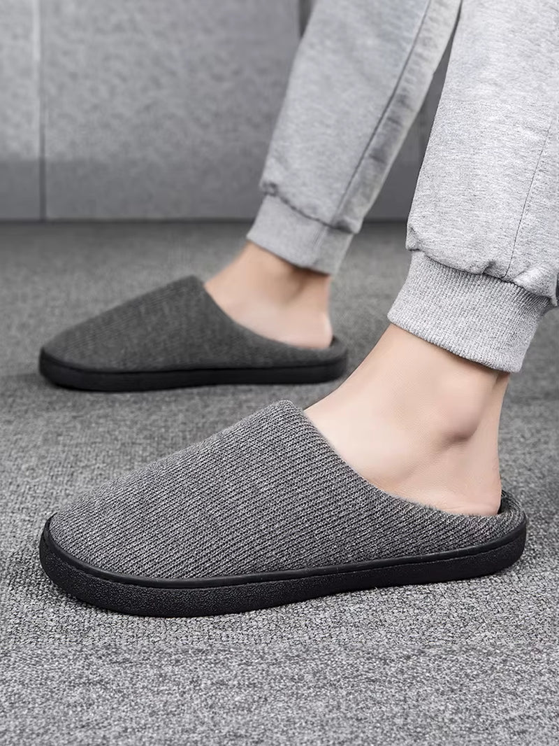 New Design Autumn Winter Men'S & Women'S Hotel Style Eco-Friendly Cotton Slippers Indoor Casual Slip-On Pure Color Shoes