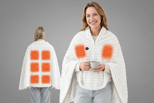 Machine Washable Wireless Heated Blanket, 5V USB Powered Electric Blanket Available in 6, 8 & 10 Heating Zones for Office