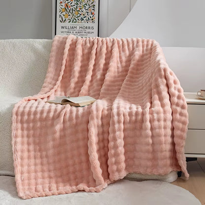 Luxury 100% Polyester Faux Rabbit Fur Blanket Cozy Warm Thicken Flannel Fleece Mink Knitted Cover for Winter King Character