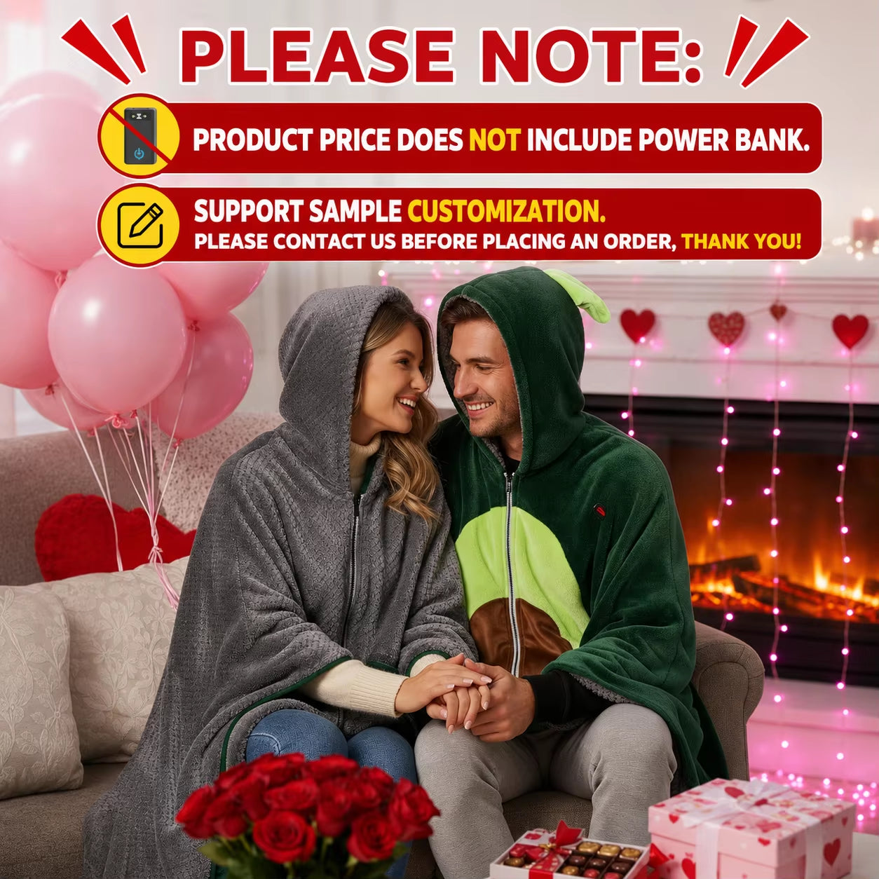 Double-Sided 5V Wireless Heated Blanket Washable Portable Heated Throw Blanket Hoodie 3 Heat Set for Car,Outdoor,Camping,Party