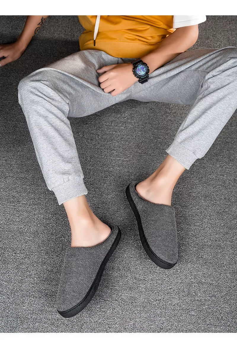 New Design Autumn Winter Men'S & Women'S Hotel Style Eco-Friendly Cotton Slippers Indoor Casual Slip-On Pure Color Shoes
