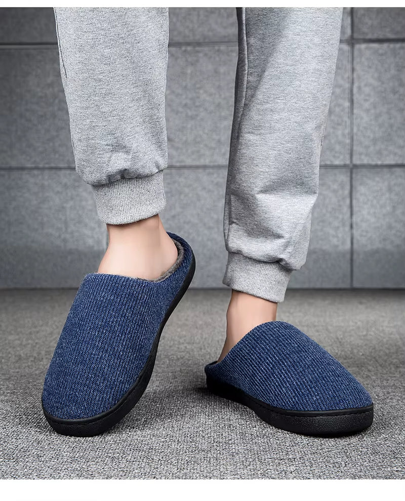 New Design Autumn Winter Men'S & Women'S Hotel Style Eco-Friendly Cotton Slippers Indoor Casual Slip-On Pure Color Shoes